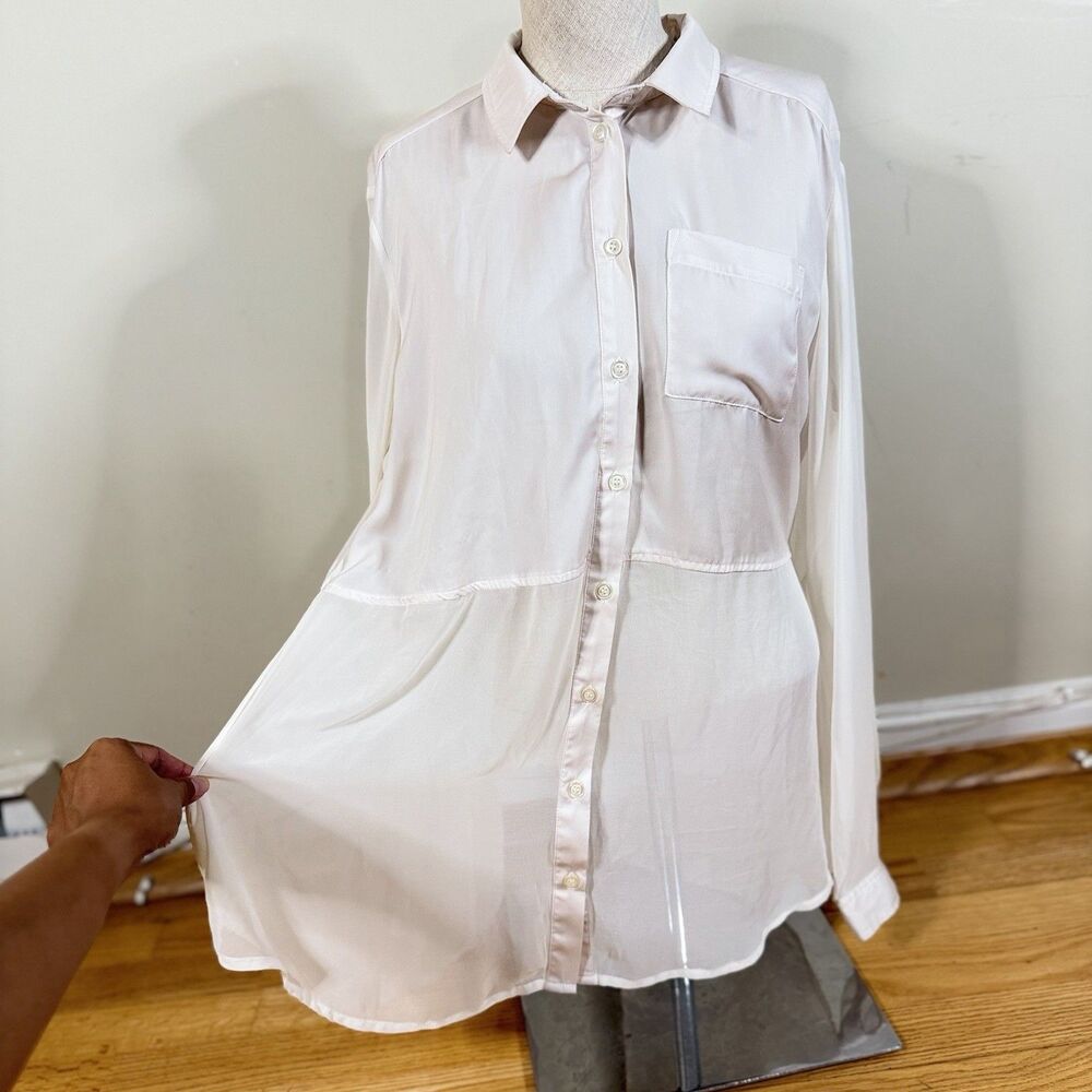 Free People NWT The Best of Both Worlds Shirt Shell M Read Sheer High Low Relax